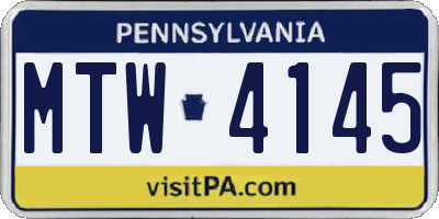 PA license plate MTW4145