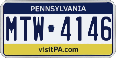PA license plate MTW4146