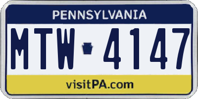 PA license plate MTW4147