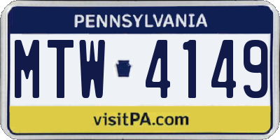 PA license plate MTW4149