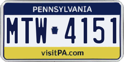 PA license plate MTW4151