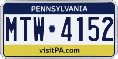 PA license plate MTW4152