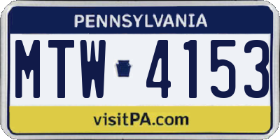 PA license plate MTW4153