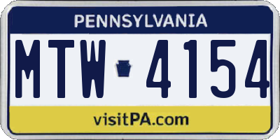 PA license plate MTW4154