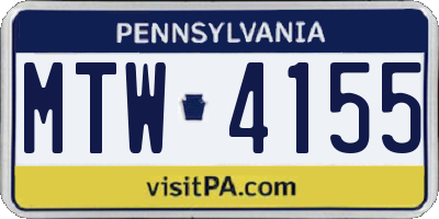 PA license plate MTW4155