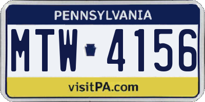 PA license plate MTW4156