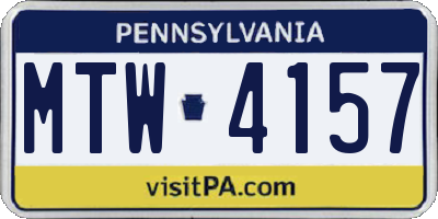 PA license plate MTW4157