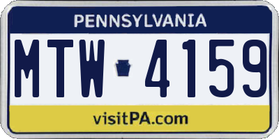PA license plate MTW4159