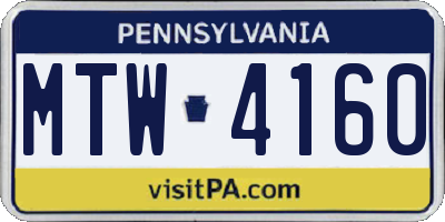 PA license plate MTW4160