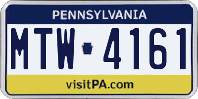 PA license plate MTW4161