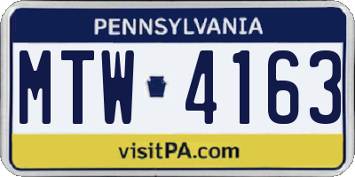 PA license plate MTW4163