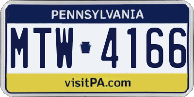 PA license plate MTW4166