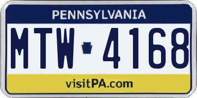 PA license plate MTW4168