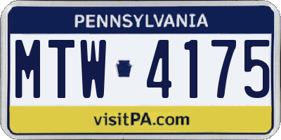 PA license plate MTW4175