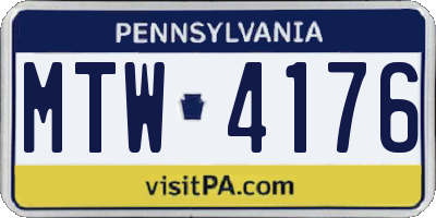 PA license plate MTW4176