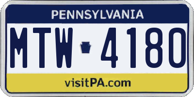 PA license plate MTW4180