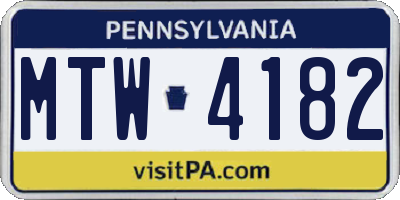 PA license plate MTW4182