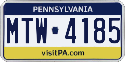 PA license plate MTW4185