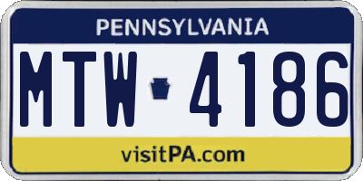 PA license plate MTW4186