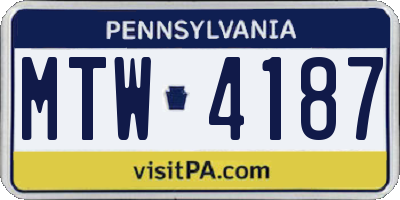 PA license plate MTW4187