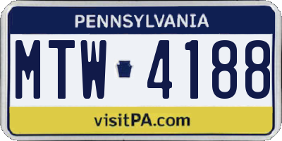 PA license plate MTW4188