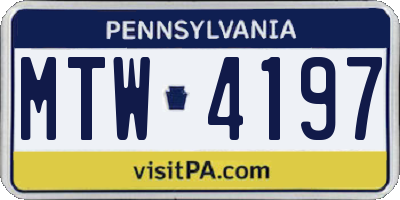 PA license plate MTW4197