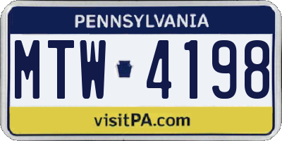 PA license plate MTW4198