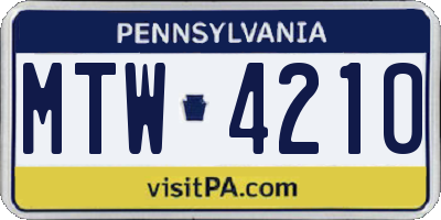PA license plate MTW4210