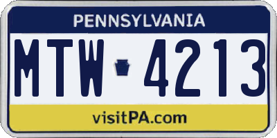 PA license plate MTW4213