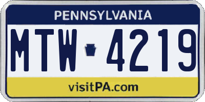 PA license plate MTW4219