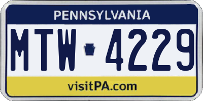 PA license plate MTW4229
