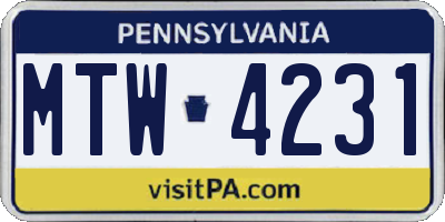 PA license plate MTW4231