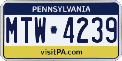PA license plate MTW4239