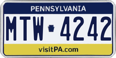 PA license plate MTW4242