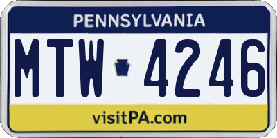 PA license plate MTW4246