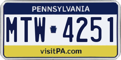 PA license plate MTW4251