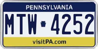 PA license plate MTW4252