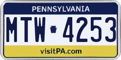 PA license plate MTW4253