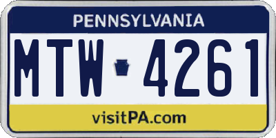PA license plate MTW4261