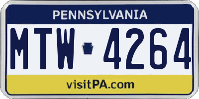 PA license plate MTW4264