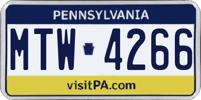 PA license plate MTW4266