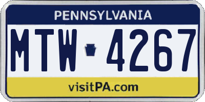 PA license plate MTW4267