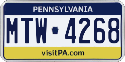PA license plate MTW4268
