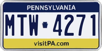 PA license plate MTW4271