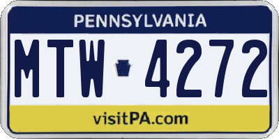 PA license plate MTW4272