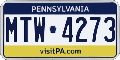 PA license plate MTW4273