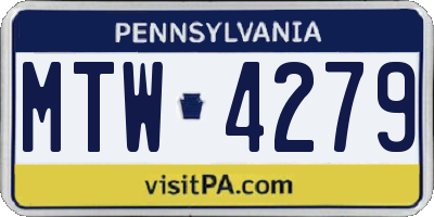 PA license plate MTW4279