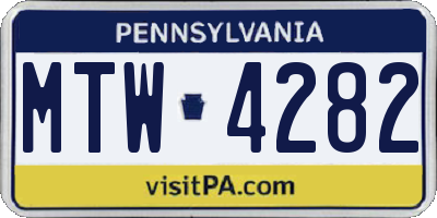 PA license plate MTW4282