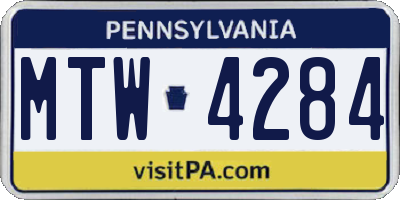 PA license plate MTW4284