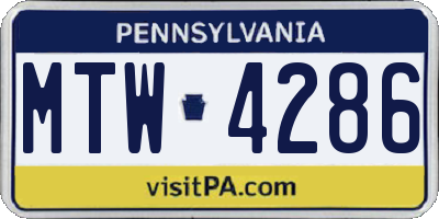 PA license plate MTW4286